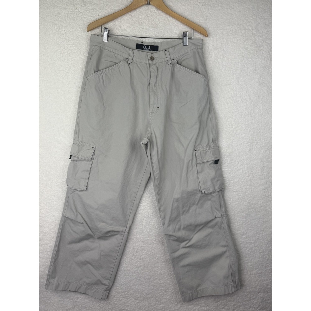 Guess Jeans Cargo Pants Mens 34x28 Gray Cotton Canvas Relaxed Fit Baggy Vintage - Picture 1 of 14